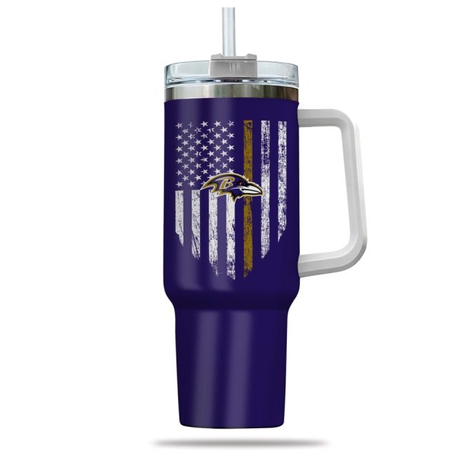 Baltimore Ravens Nfl Custom Stanley Quencher 40Oz Stainless Steel Tumbler With Handle - Image 2