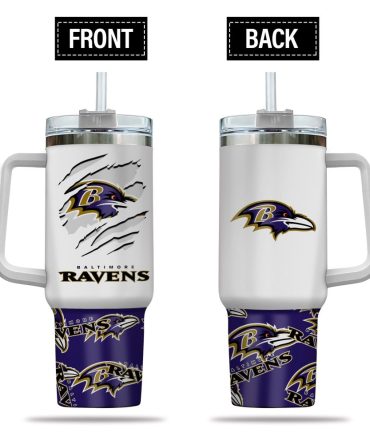 Baltimore Ravens Nfl Custom Stanley Quencher 40Oz Stainless Steel Tumbler With Handle