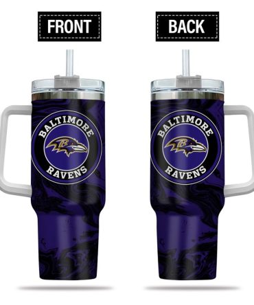 Baltimore Ravens Nfl Custom Stanley Quencher 40Oz Stainless Steel Tumbler With Handle