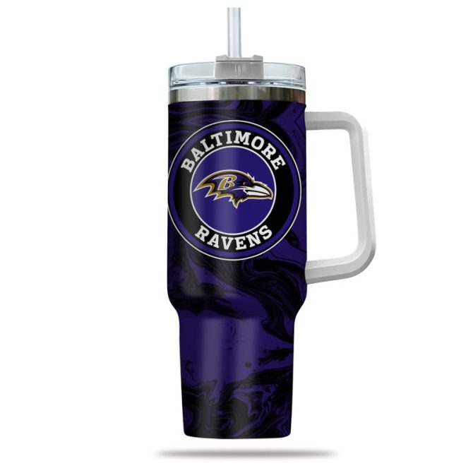 Baltimore Ravens Nfl Custom Stanley Quencher 40Oz Stainless Steel Tumbler With Handle - Image 2