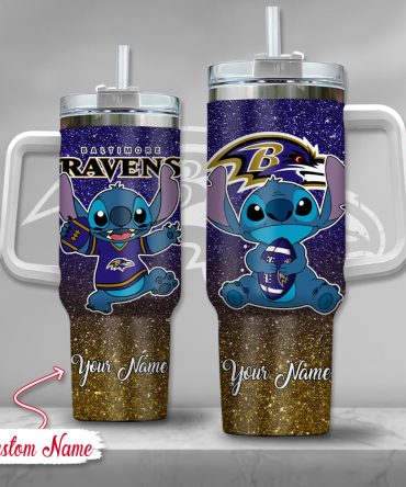 Baltimore Ravens Nfl Custom Stanley Quencher 40Oz Stainless Steel Tumbler With Handle