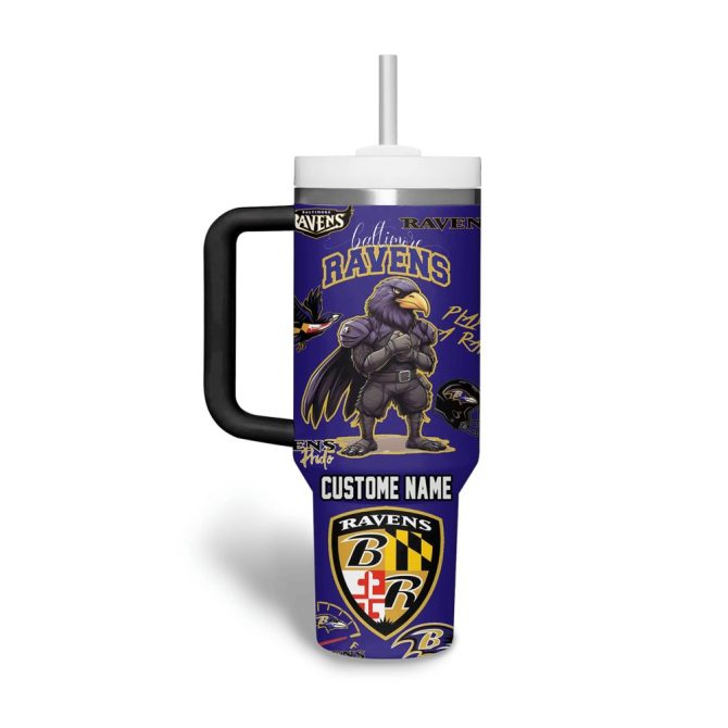 Baltimore Ravens Nfl Custom Stanley Quencher 40Oz Stainless Steel Tumbler With Handle - Image 2