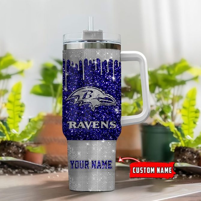 Baltimore Ravens Nfl Custom Stanley Quencher 40Oz Stainless Steel Tumbler With Handle - Image 2