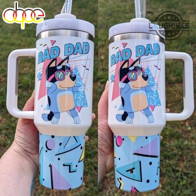Bandit Heeler Bluey Cartoon Custom Stanley Quencher 40Oz Stainless Steel Tumbler With Handle