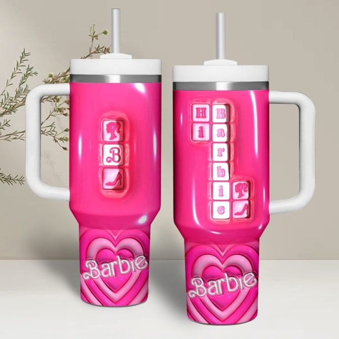 Barbie Cartoon Custom Stanley Quencher 40Oz Stainless Steel