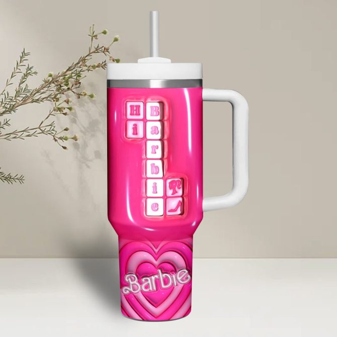 Barbie Cartoon Custom Stanley Quencher 40Oz Stainless Steel - Image 2
