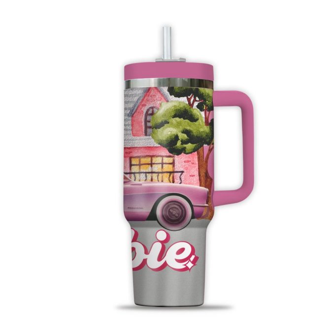Barbie Cartoon Custom Stanley Quencher 40Oz Stainless Steel Tumbler - Image 3