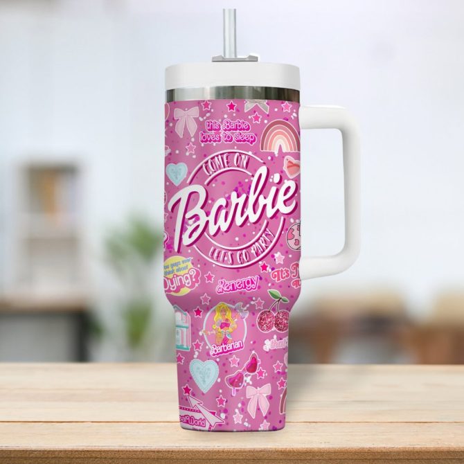 Barbie Cartoon Custom Stanley Quencher 40Oz Stainless Steel Tumbler - Image 3