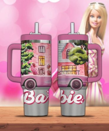 Barbie Cartoon Custom Stanley Quencher 40Oz Stainless Steel Tumbler