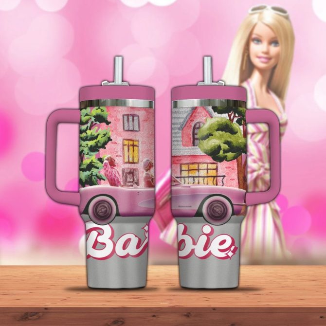 Barbie Cartoon Custom Stanley Quencher 40Oz Stainless Steel Tumbler