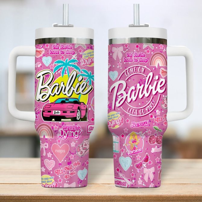 Barbie Cartoon Custom Stanley Quencher 40Oz Stainless Steel Tumbler - Image 2