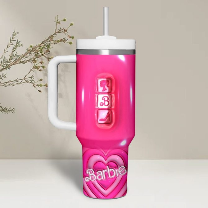 Barbie Cartoon Custom Stanley Quencher 40Oz Stainless Steel - Image 3