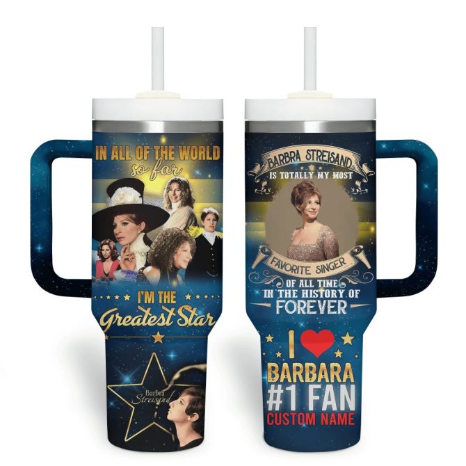 Barbra Streisand Music Custom Stanley Quencher 40Oz Stainless Steel Tumbler With Handle - Image 2