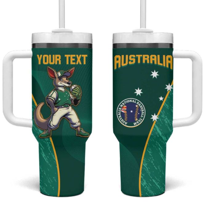 Baseball Australia Go Champions #8211; Aussie Kangaroo Mascot Custom Stanley Quencher 40Oz Stainless Steel Tumbler With Handle - Image 2