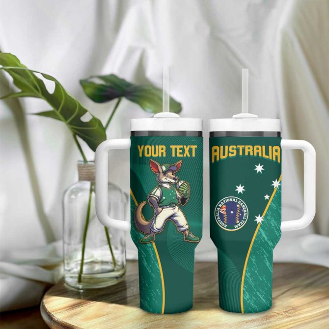 Baseball Australia Go Champions #8211; Aussie Kangaroo Mascot Custom Stanley Quencher 40Oz Stainless Steel Tumbler With Handle - Image 9