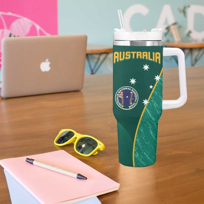 Baseball Australia Go Champions #8211; Aussie Kangaroo Mascot Custom Stanley Quencher 40Oz Stainless Steel Tumbler With Handle - Image 5