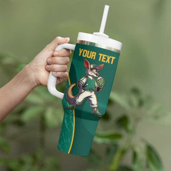 Baseball Australia Go Champions #8211; Aussie Kangaroo Mascot Custom Stanley Quencher 40Oz Stainless Steel Tumbler With Handle - Image 4