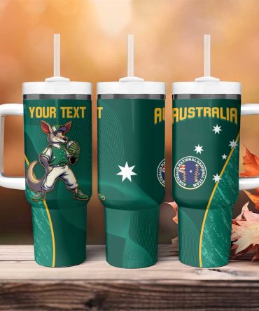 Baseball Australia Go Champions #8211; Aussie Kangaroo Mascot Custom Stanley Quencher 40Oz Stainless Steel Tumbler With Handle