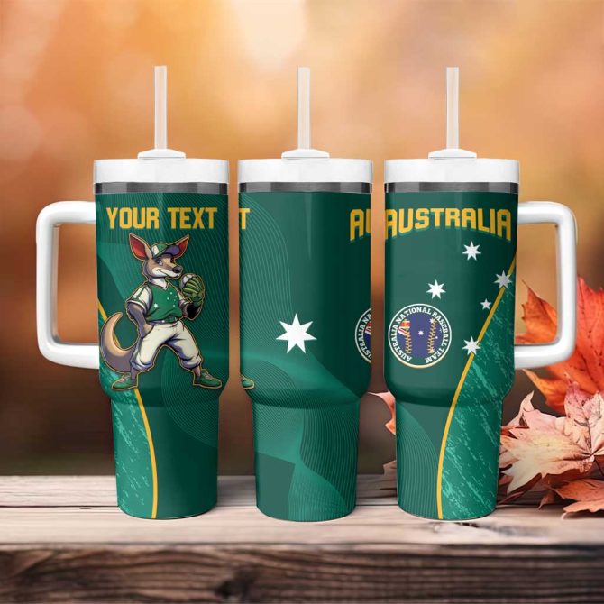 Baseball Australia Go Champions #8211; Aussie Kangaroo Mascot Custom Stanley Quencher 40Oz Stainless Steel Tumbler With Handle