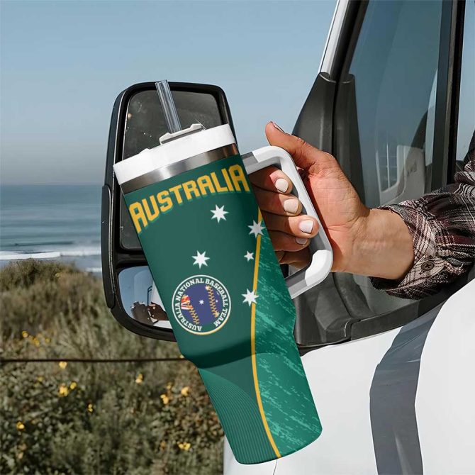 Baseball Australia Go Champions #8211; Aussie Kangaroo Mascot Custom Stanley Quencher 40Oz Stainless Steel Tumbler With Handle - Image 7