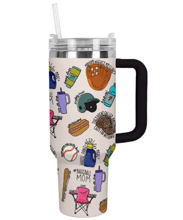 Baseball Custom Stanley Quencher 40Oz Stainless Steel Tumbler With Handle