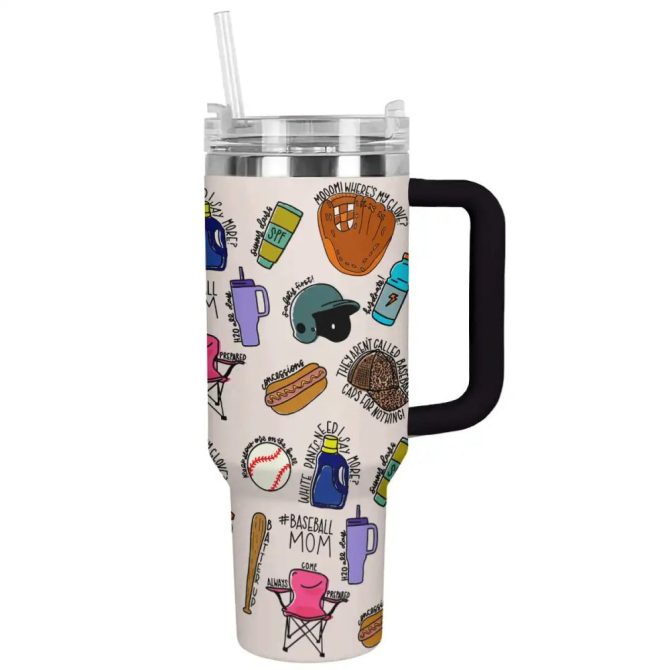 Baseball Custom Stanley Quencher 40Oz Stainless Steel Tumbler With Handle