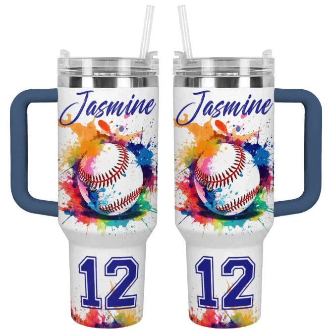 Baseball Custom Stanley Quencher 40Oz Stainless Steel Tumbler With Handle