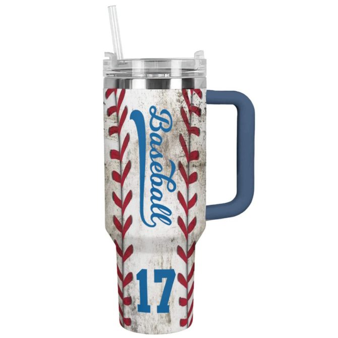 Baseball Custom Stanley Quencher 40Oz Stainless Steel Tumbler With Handle