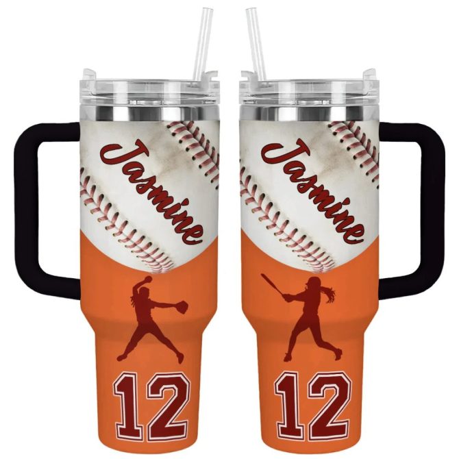 Baseball Custom Stanley Quencher 40Oz Stainless Steel Tumbler With Handle