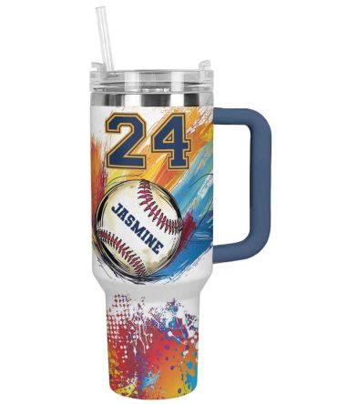 Baseball Custom Stanley Quencher 40Oz Stainless Steel Tumbler With Handle