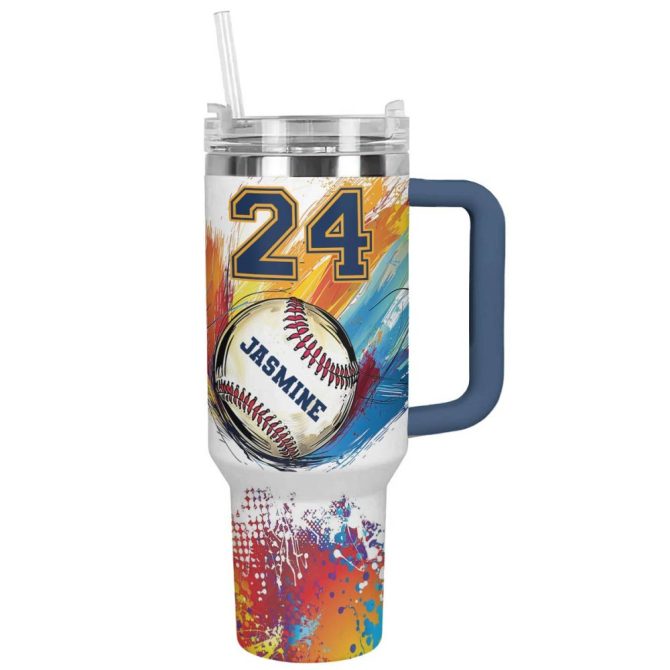 Baseball Custom Stanley Quencher 40Oz Stainless Steel Tumbler With Handle