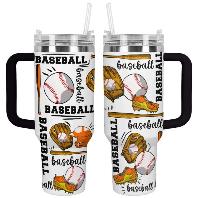 Baseball Custom Stanley Quencher 40Oz Stainless Steel Tumbler With Handle