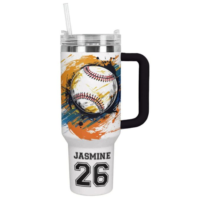 Baseball Custom Stanley Quencher 40Oz Stainless Steel Tumbler With Handle
