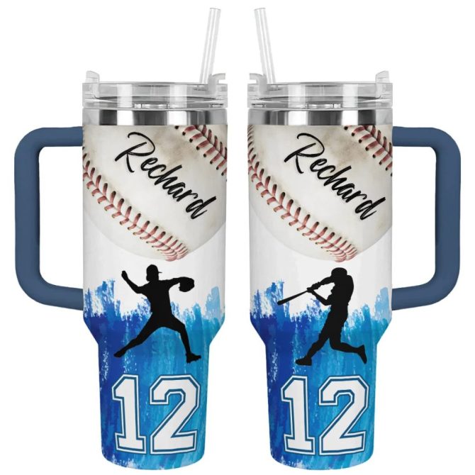 Baseball Custom Stanley Quencher 40Oz Stainless Steel Tumbler With Handle