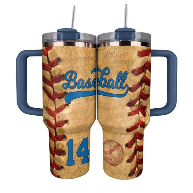 Baseball Custom Stanley Quencher 40Oz Stainless Steel Tumbler With Handle