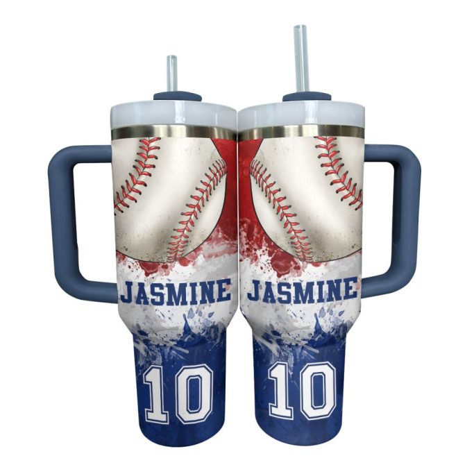 Baseball Custom Stanley Quencher 40Oz Stainless Steel Tumbler With Handle - Image 2