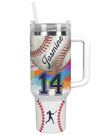 Baseball Custom Stanley Quencher 40Oz Stainless Steel Tumbler With Handle