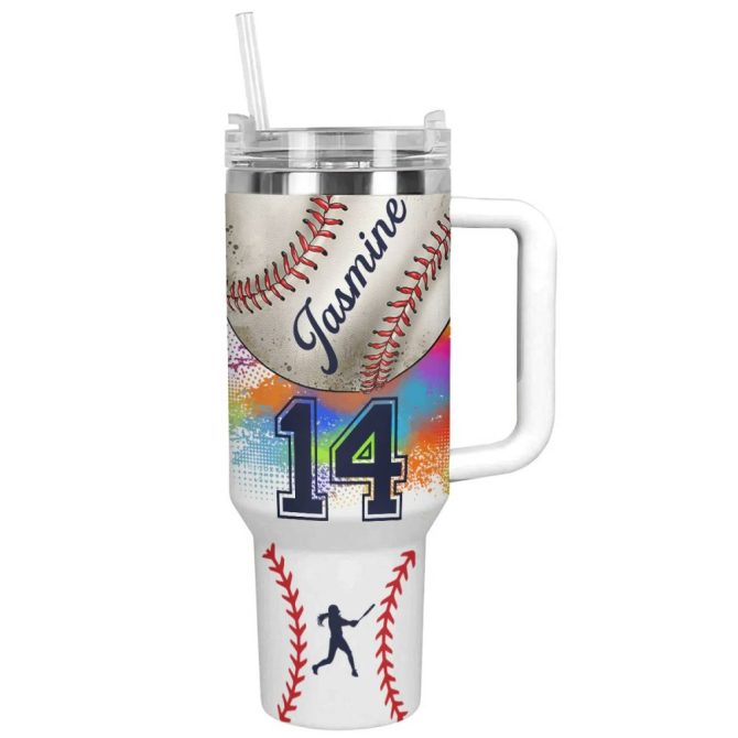 Baseball Custom Stanley Quencher 40Oz Stainless Steel Tumbler With Handle - Image 2