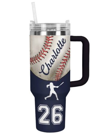 Baseball Custom Stanley Quencher 40Oz Stainless Steel Tumbler With Handle