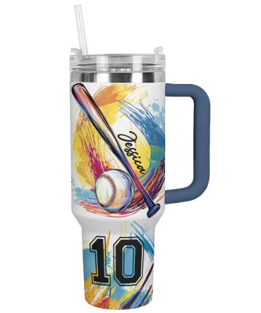 Baseball Custom Stanley Quencher 40Oz Stainless Steel Tumbler With Handle