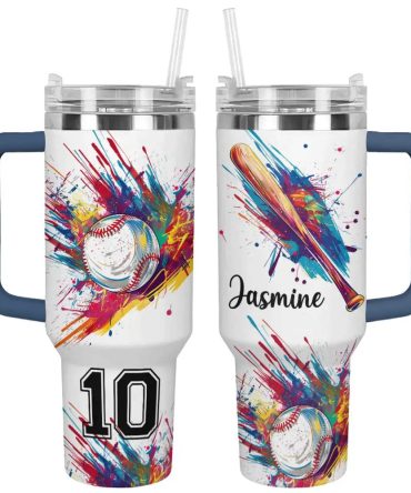 Baseball Custom Stanley Quencher 40Oz Stainless Steel Tumbler With Handle