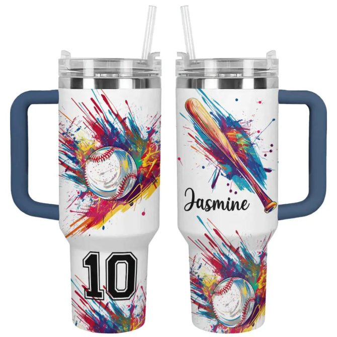 Baseball Custom Stanley Quencher 40Oz Stainless Steel Tumbler With Handle