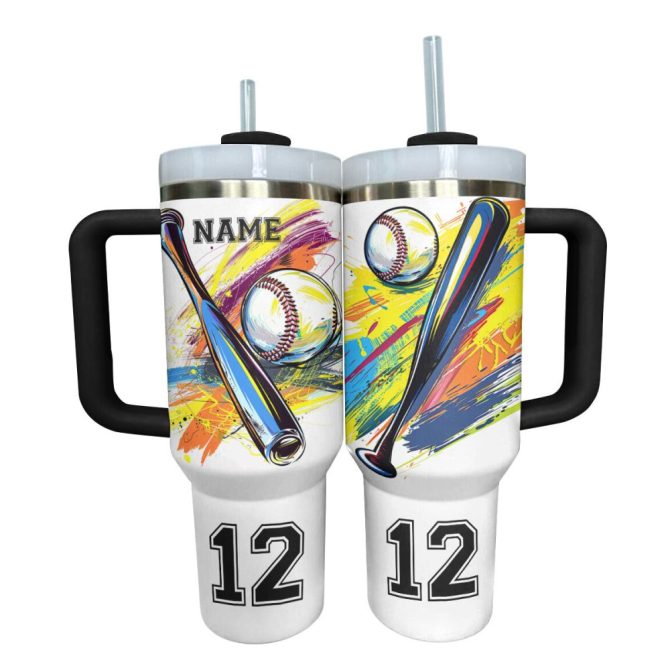 Baseball Custom Stanley Quencher 40Oz Stainless Steel Tumbler With Handle