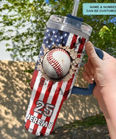Baseball Custom Stanley Quencher 40Oz Stainless Steel Tumbler With Handle