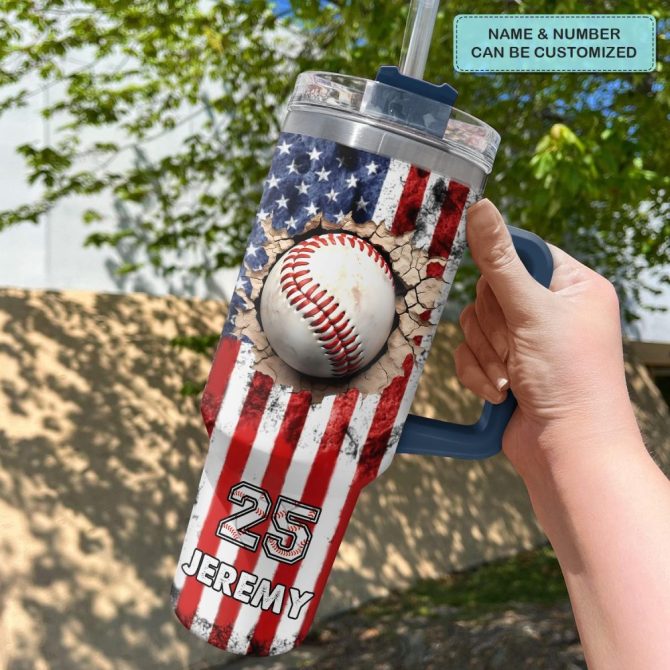 Baseball Custom Stanley Quencher 40Oz Stainless Steel Tumbler With Handle