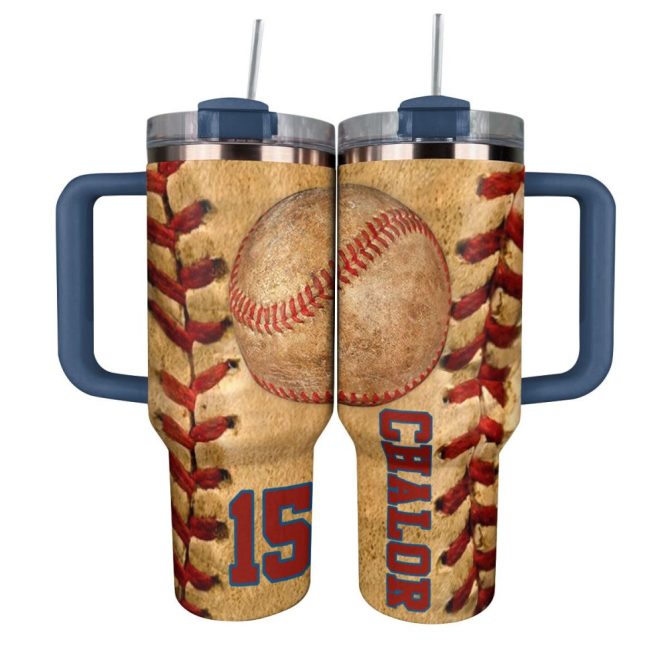 Baseball Custom Stanley Quencher 40Oz Stainless Steel Tumbler With Handle - Image 2