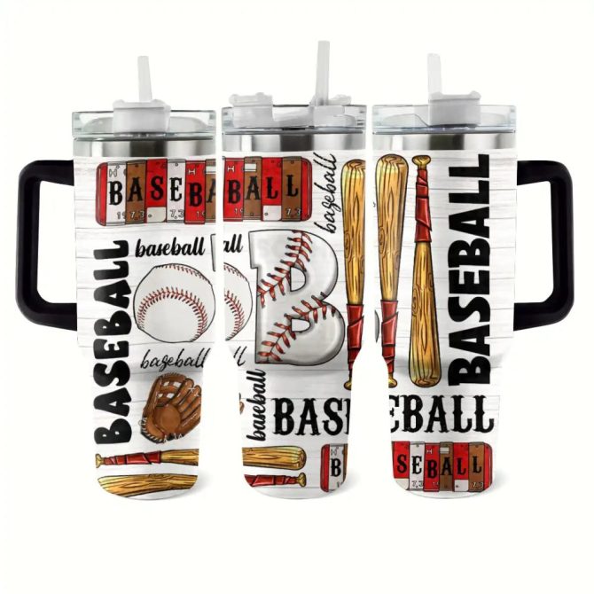 Baseball Custom Stanley Quencher 40Oz Stainless Steel Tumbler With Handle - Image 2