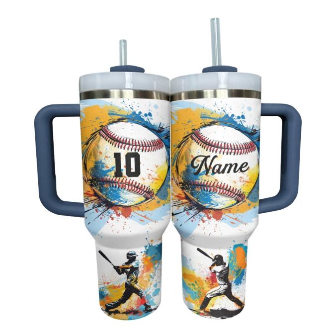 Baseball Custom Stanley Quencher 40Oz Stainless Steel Tumbler With Handle