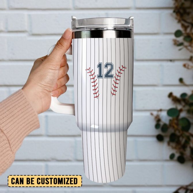 Baseball Sports Custom Stanley Quencher 40Oz Stainless Steel Tumbler With Handle - Image 3