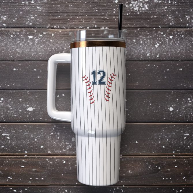 Baseball Sports Custom Stanley Quencher 40Oz Stainless Steel Tumbler With Handle - Image 2
